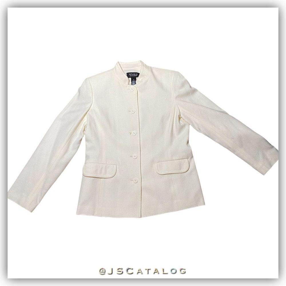 STUDIO by Liz Claiborne Mandarin Style Formal Wear Wool Button Down Blazer Jacke - Picture 9 of 9